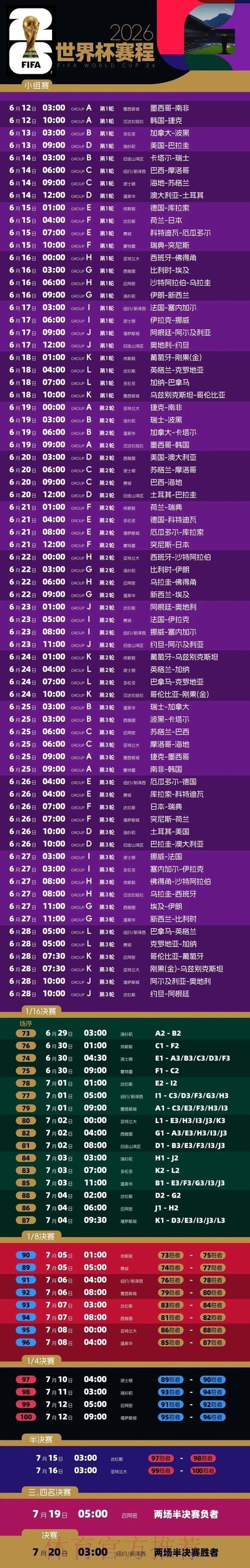 2026世界杯直播实时更新实时赛程官网入口